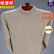恒源祥秋冬季中青年高翻領(lǐng)100純羊毛衣男士打底衫加厚羊毛衫保暖毛衣 半高【駝色】 185/3XL170斤-185斤
