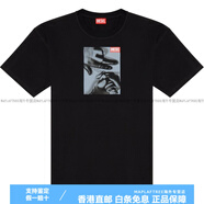 迪賽（DIESEL）FW24 字母手套印花圓領(lǐng)寬松短袖T恤 男款 黑色 黑色 S