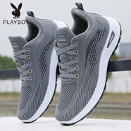 花花公子（PLAYBOY）健步鞋男春夏男士軟底輕便防滑運動(dòng)鞋中老年網(wǎng)面透氣防臭休閑鞋子 網(wǎng)面X2305淺灰/升級款 38 標準尺碼
