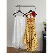 SPACE OWEN2025新款百搭亂糟糟“熱帶櫻桃”度假風(fēng)不規則露背吊帶裙+半身裙 黃櫻桃裙露背裙 S