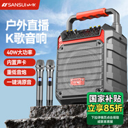 山水（SANSUI）D35S廣場舞音響戶外K歌直播帶聲卡超重低音炮便攜式藍牙音箱播放器帶雙話筒電木吉他民謠樂器音箱