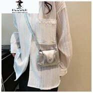 PLOVER小眾設(shè)計(jì)師同款mini零錢(qián)包女2025韓國(guó)新款單肩斜挎鏈條鎖扣口紅包 銀色