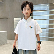 巧米兔童裝男童POLO衫兒童休閑短袖上衣2025新款夏裝中大童男孩夏季潮 43350米白 120