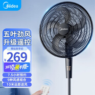 美的電風(fēng)扇落地扇18吋家用商用工業(yè)6葉3檔可升降空氣循環(huán)扇強(qiáng)力大風(fēng)力大功率工廠車間網(wǎng)吧FS45-22N 定時(shí)遙控款FS45-23DR 18寸