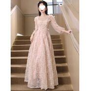 姿偉祺粉色晚禮服2025新款法式名媛高貴仙氣連衣裙 粉色 2XL