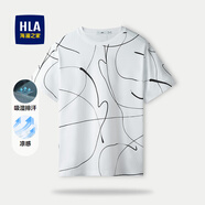 海瀾之家（HLA）短袖T恤男夏季涼感舒適圓領(lǐng)短t男潮流青春百搭上衣男裝半袖打底衫 米白花紋F8 -涼感/吸濕排汗 L 175/92A