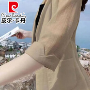 皮爾卡丹（pierre cardin）2025棉麻西裝女夏短款韓版修身顯瘦氣質(zhì)七分袖亞麻西服小外套 冰絲棉麻卡其 S (建議85-94斤)