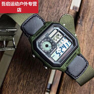 甜苗苗電池用十年CASIO戶外防水電子表運動手表AE1000WD1A AE1200WHB3B帆布表帶