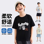 巴布豆男童短袖T恤夏季薄款兒童純棉休閑半袖青少年寬松百搭衣服童裝SS 黑色頭盔 140cm 均碼