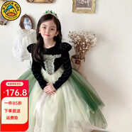 G.DUCK KIDS童裝女童裙子秋冬加絨兒童安娜公主裙高端生日禮服女孩網(wǎng)紗蓬蓬裙 黑色 110碼建議100-110cm4-5歲
