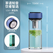 萬(wàn)象（WANXIANG）加厚大容量玻璃杯男女便攜泡茶杯 U261-黛藍色- 460ml 301-400ml