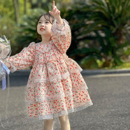 HUALIN FASHION洛麗塔公主蓬蓬裙女童新款超仙連衣裙2025春季長袖 粉色 100 建議身高90-100cm