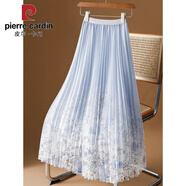 皮爾卡丹印花網(wǎng)紗半身裙女春夏2025新款碎花紗裙中長(cháng)款垂感百褶裙A字長(cháng)裙 藍色 花朵款 S 78-95斤