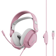 聯想（Lenovo）拯救者有線電競耳機R360粉 7.1環繞升級音效 50mm游戲大單元 頭戴式游戲耳機專用三角洲FPS吃雞
