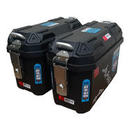 酷騎靈摩托車(chē)電動(dòng)車(chē)通用邊箱非鋁合金防水側掛工具箱儲物箱加厚25外賣(mài)箱 尾架款  安裝支架+碎花蘭邊箱+皮革內襯 25L