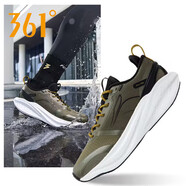 361°爆沫4.0雨屏跑步鞋2025春夏季款防潑水運動(dòng)鞋減震耐磨跑鞋鞋子男 軍綠/海藻色 43