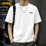 吉普（JEEP）260G重磅純棉短袖T恤男2025夏季薄款圓領(lǐng)休閑寬松潮牌體恤上衣服