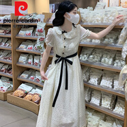 皮爾卡丹（pierre cardin）女大童法式連衣裙夏季2026新款初中生復古甜美娃娃領(lǐng)小個(gè)子蓬蓬裙 圖片色 L 建議105-115斤