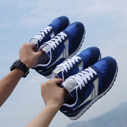 回力（warrior）健步鞋透氣網(wǎng)面運動鞋男女同款輕便防滑中老年慢跑休閑跑步鞋 WD-101銀藍 36 尺碼標(biāo)準(zhǔn)