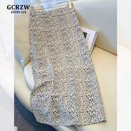 GCRZW高檔波點(diǎn)半身裙女夏季中長(cháng)款2025新款豹紋亞麻包臀裙棉麻a字裙子 白色 【輕奢高檔款】 2XL /30 建議125-135斤