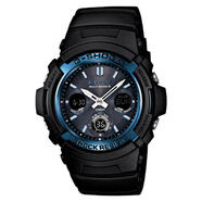 卡西歐（CASIO）男士太陽能多頻段戶外運動手表 黑藍色經典設計 AWG-M100A-1AJF