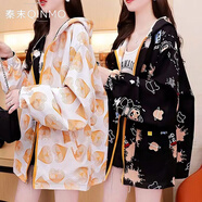 秦末（QINMO）兩面穿慵懶風(fēng)工裝風(fēng)衣外套女春秋潮2025新款冬季寬松休閑時尚夾克 黑拼橘色愛心雙面穿（春秋款） XL 建議 130-150斤