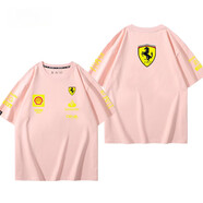 WONST法拉利T恤勒克萊爾f1隊(duì)服賽車服衣服黑金色車隊(duì)周邊短袖體恤 粉色1 S