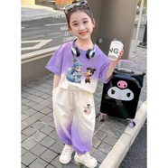 巴拉巴拉【央媽推薦】女童夏裝套裝2025新款小童網(wǎng)紅兒童哪吒鬧海敖丙衣服 紫色哪咤套裝 110 cm