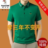 啄木鳥(niǎo)純棉透氣短袖t恤男士翻領(lǐng)半袖體恤休閑寬松百搭POLO衫上衣男裝 8809A綠色 M 165【85斤-110斤】