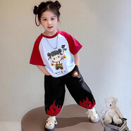 藍(lán)貝妮女童哪吒套裝2025新款洋氣兒童衣服女夏季運(yùn)動(dòng)夏裝小女孩哪咤服裝 哪吒夏款（可亮燈） 130 碼建議身高120CM