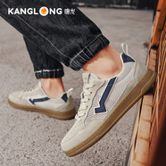 康龍復(fù)古德訓(xùn)男鞋夏季透氣2025年網(wǎng)面阿甘鞋涼鞋男休閑鞋子 米色 網(wǎng)洞款 38 240mm