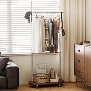 哈駱頓（HALODN）衣帽架可移動晾衣架落地室內(nèi)房間掛衣架子家用臥室衣服收納曬衣架 【帶輪子】不銹鋼80*30*176cm