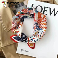 啄木鳥（TUCANO）杭州絲綢絲巾女復古洋氣四季薄款方巾圍巾頭巾領巾仿真絲小方巾禮彩色花朵