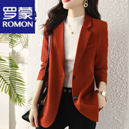 羅蒙（ROMON）輕奢女裝 韓版小西裝外套女春秋2022秋季新款高級感時尚氣質(zhì)西服 暗紅色西裝 2XL