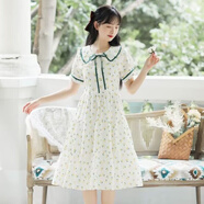 俞兆林學(xué)院風(fēng)小清新娃娃領(lǐng)a字碎花連衣裙2025夏新款簡(jiǎn)約收腰顯瘦中長(zhǎng)裙 花色 M