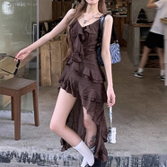 妙奕嘉廢土風(fēng)吊帶連衣裙純欲裙子女2025夏季長(zhǎng)裙沙灘裙上衣吊帶可外穿 復(fù)古波西不規(guī)則荷葉邊吊帶 L 【建議115-125斤】