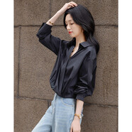 德瑪納【疊搭不費力】春季氣質(zhì)翻領(lǐng)云朵棉襯衫松緊下擺遮肉襯衣女裝上衣