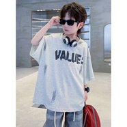 VALOR MAN男童夏季短袖T恤純棉新款潮 灰色 110 cm