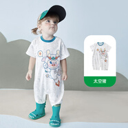 巴厘小豬【斷碼清倉(cāng)】寶寶連體衣短袖衣服夏季薄款新生兒哈衣爬服嬰兒夏裝 太空豬 66cm