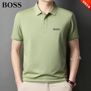 BOSS歐洲站精品優(yōu)選輕奢絲短袖polo衫男夏季薄款冰絲純色翻領(lǐng)半袖體恤 牛油果綠 3XL  建議175-190斤