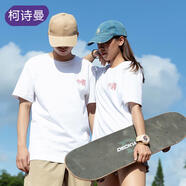 柯詩曼精梳純棉短袖t恤女男女同款情侶裝閨蜜親子百搭印花打底衫 純棉-白色左胸china 2XL 【140-155斤】