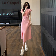 拉夏貝爾（La Chapelle）短袖雪紡連衣裙女裝2025年夏季新款時(shí)尚中長(zhǎng)款法式小個(gè)子夏天裙子 粉色 M