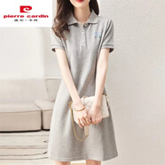 皮爾卡丹（pierre cardin）中長(cháng)款POLO連衣裙女寬松大尺碼翻領(lǐng)短袖長(cháng)裙休閑運動(dòng)A字裙學(xué)院t恤 #092【甄選面料】 S 【建議80-90斤】