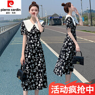 皮爾卡丹（pierre cardin）法式小眾設計感碎花連衣裙女夏2024年新款娃娃領(lǐng)氣質(zhì)仙女裙子內搭 黑花十三行高檔氣質(zhì)連衣裙 L 106斤-115斤十三行高檔氣質(zhì)連衣裙