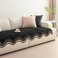 雪玉蘭（xueyulan）異形沙發(fā)墊防滑四季通用雪尼爾沙發(fā)蓋巾法式奶油風(fēng)沙發(fā)墊異形皮沙 漫初黑 110280cm