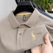 圣大保羅;SANTA BARBARA POLO & RACQUET CLUB保羅商務(wù)休閑上衣長袖男裝跨境新款刺繡男士純棉2025體恤 卡其 175/XL[135-155斤] 均碼