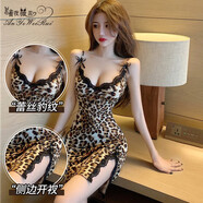 暗夜薇蕊 情趣內衣性感睡衣開(kāi)檔免脫高檔夫妻刺激誘惑睡裙套裝 WR0067【蕾絲豹紋開(kāi)衩裙方便房事夫妻刺激】 均碼