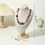 倍貝優(yōu)實木心形項鏈展示架頸部模特人像脖子首飾架珠 實木人像大號米絨(高32cm)