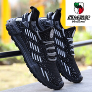 西域駱駝（VANCAMEL）男鞋運動鞋男款網(wǎng)面男士鞋2025新款夏季透氣防臭男士休閑跑步鞋子 W1188黑色 41