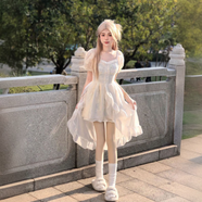 衣然呈品連衣裙女士夏季新款美式高街潮牌收腰顯瘦不規則前短后長(cháng)短裙子女 白色連衣裙 S 【建議80-90斤】